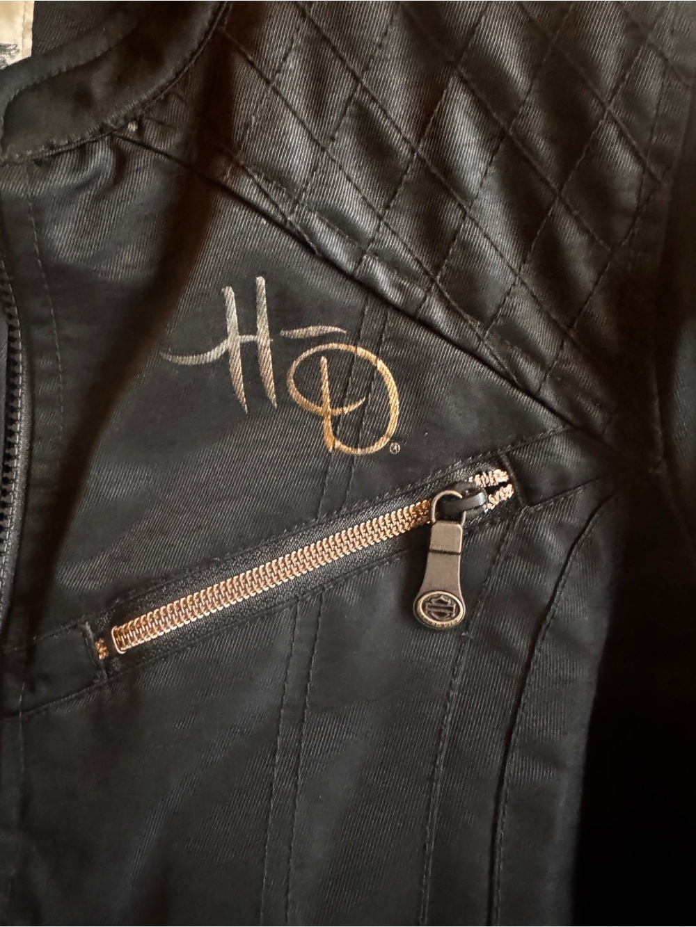 Harley-Davidson Black Women's Wing Emblem Jean Jacket - Picture 4 of 6